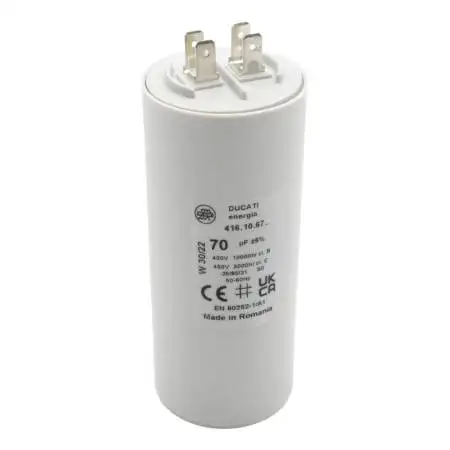 70 F - 70 micro farad 450 VL condensator Pedrollo - 1