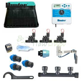 Kit d'irrigation Hunter 3 zones 24 V avec programmateur X CORE 4
