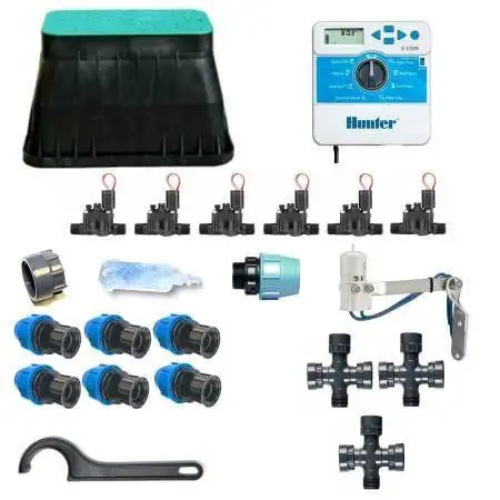 Kit de riego Hunter 6 zonas X CORE 6 con electroválvulas y sensor