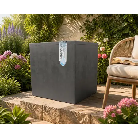 Vase cube Millennium R de 49 cm en anthracite - Deroma