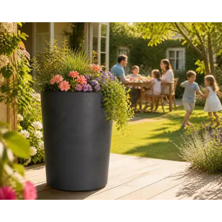 Millennium R Tall Pot - Vaso tondo da 53 cm antracite - Deroma