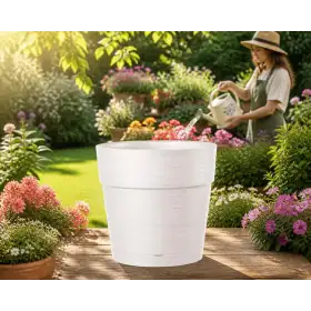 Maceta Save Pot - Maceta redonda blanca de 29 cm - Deroma