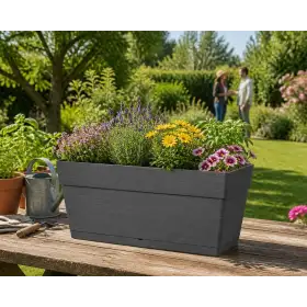 Caja de cristal XL - Jarrón de caja antracita de 79 cm -