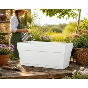 Maceta Save Window Box XL - 79 cm, color blanco - Deroma