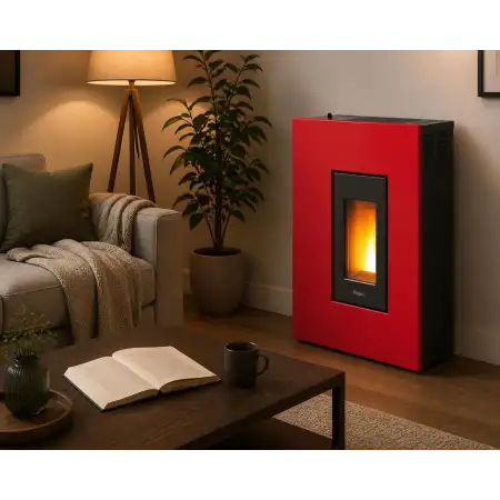 Estufa de pellets Madison 5 roja 5 kW