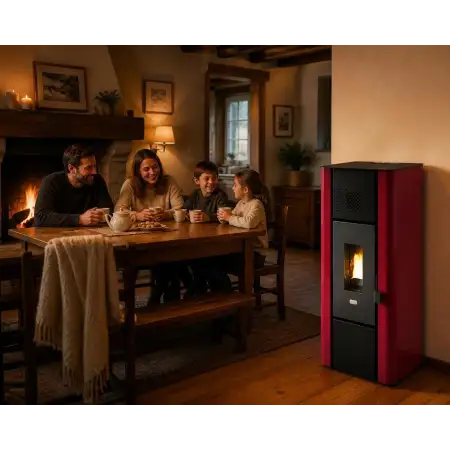 Minni - stufa a pellet 6.3 kW rossa Punto Fuoco