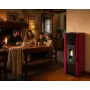 Minnie 6.3 kW red pellet stove - compact stainless steel design
