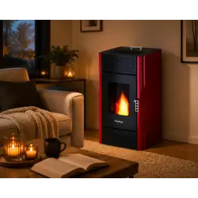 Estufa de pellets Leonora roja 7 kW