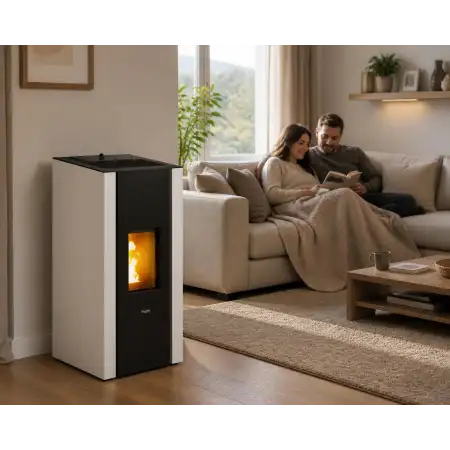 Soba pe peleți Elane 9.0 albă, 8,5 kW