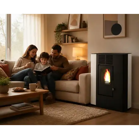 Nella 9.4 kW white ducted pellet stove