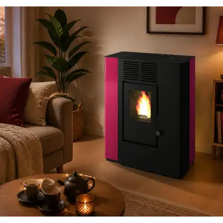 Nella - stufa a pellet canalizzata 9.4 kW rosso