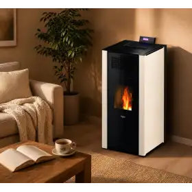 Mira 22 estufa de pellets hidroeléctrica blanca 22 kW Mira 22 estufa de pellets hidroeléctrica blanca 22 kW