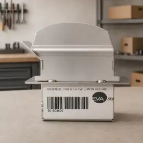 Braciere in acciaio per stufa a pellet 7.5 Kw, design slim e funzionale per un'ottima efficienza.