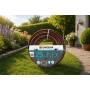 Gardena 25 m Flex garden hose, 15 mm diameter, coiled on lawn in garden setting