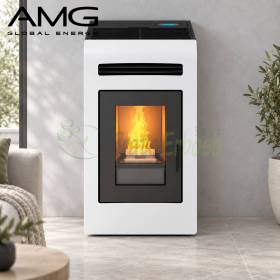 Cayenne - Stufa canalizzata a pellet da 12.3 Kw bianco