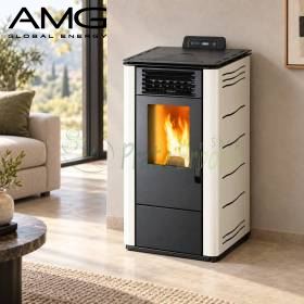 Acero Básico - Estufa de pellets blanca de 8,7 kW
