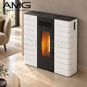 Estufa de pellets Slim ZS de 6,5 kW, color blanco.