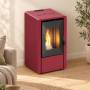 Estufa de pellets Smart de 7,0 kW color burdeos.