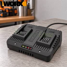Încărcător dublu Worx WA3772 pentru baterii 20V pe banc de lucru