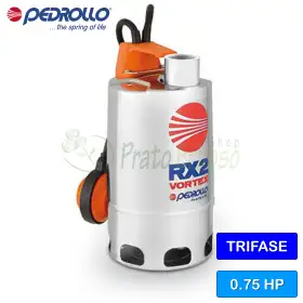 RX 3/20 (5m) - Pompe électrique VORTEX triphasée 0,75 CV pour eaux usées