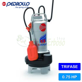 VX 8/35 (10m) - Pompe électrique VORTEX triphasée 0,75 CV pour eaux usées Pedrollo - 1 VX 8/35 (10m) - Pompe électrique VORTEX triphasée 0,75 CV pour eaux usées Pedrollo - 1