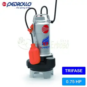 VX 8/50 (10 m) – 0,75 PS dreiphasige VORTEX-Elektropumpe für Abwasser Pedrollo - 1