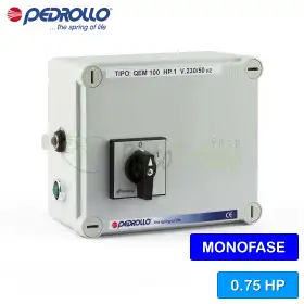 QEM/3-075 - Tablou electric pentru pompă electrică monofazată de 0,75 CP